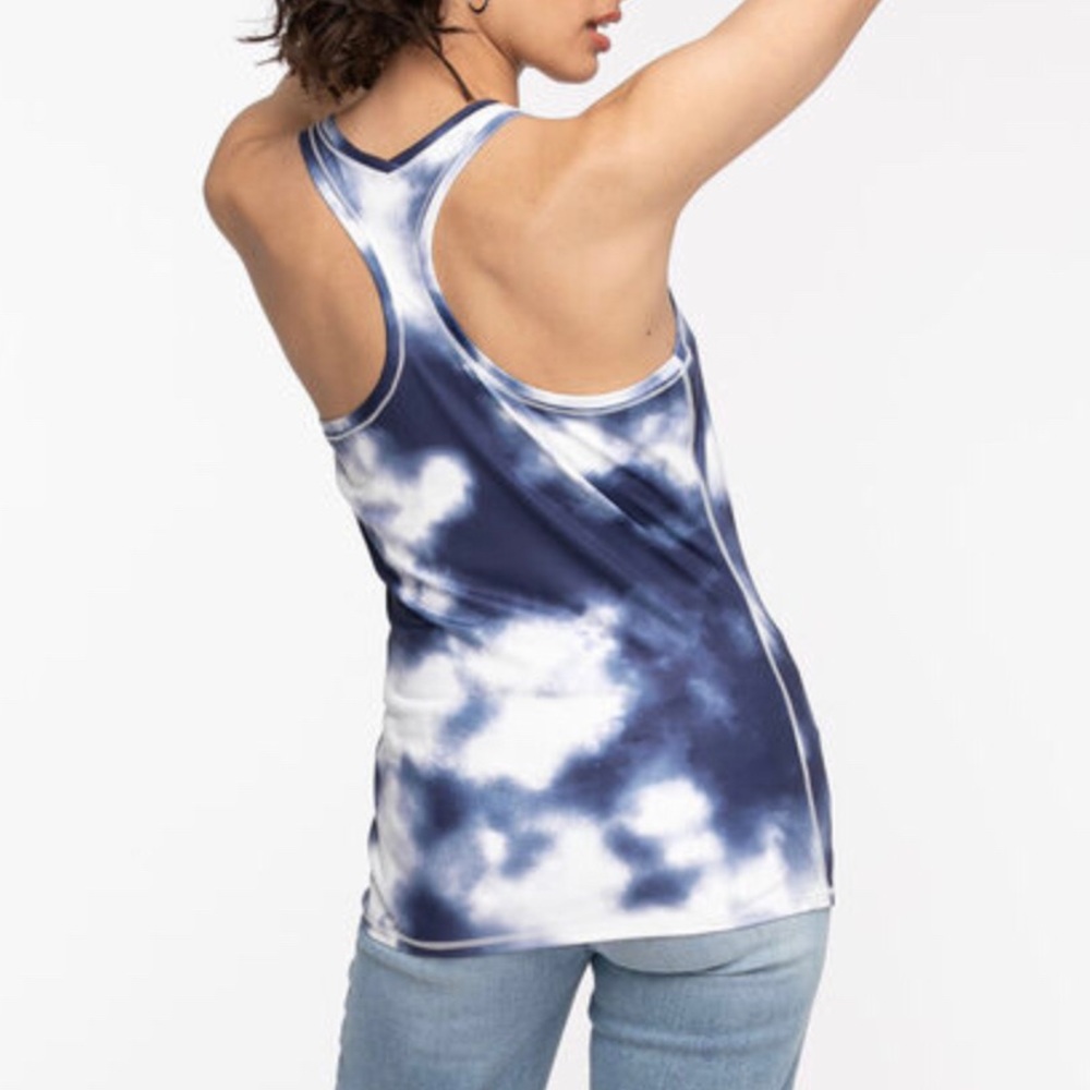 2/$15 Ricki’s Active Racerback Tank Top Blue White Size S NWT